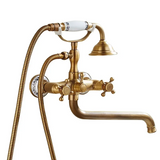 RetroLux Wand-Duscharmatur Set – Messing mit Handbrause & Verlängerter Auslauf | Klassisches Design