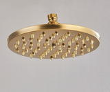 GoldFlow Regendusche Duschkopf – Messing Duschbrause Rund | Gebürstete Oberfläche | Spa Erlebnis Zuhause