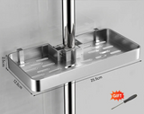 DuoOrganisator Duschablage Klebefix – Badezimmer Regal Aluminium | Ohne Bohren | Doppelregal mit Handtuchhalter