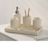ZenAura Sandstein Badezimmer-Set – Natürliches Wabi-Sabi Accessoire-Set