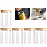 FreshWood Vorratsglas Set – Glasbehälter Küche | Holzdeckel Luftdicht | Elegante Lebensmittelaufbewahrung
