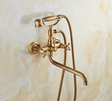 RetroLux Wand-Duscharmatur Set – Messing mit Handbrause & Verlängerter Auslauf | Klassisches Design
