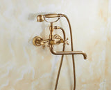 RetroLux Wand-Duscharmatur Set – Messing mit Handbrause & Verlängerter Auslauf | Klassisches Design