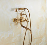 RetroLux Wand-Duscharmatur Set – Messing mit Handbrause & Verlängerter Auslauf | Klassisches Design