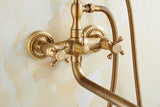 RetroLux Wand-Duscharmatur Set – Messing mit Handbrause & Verlängerter Auslauf | Klassisches Design