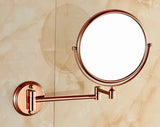AuroraLux Roségold 8” – 3-fach Vergrößernder Wand-Kosmetikspiegel mit Doppelarm