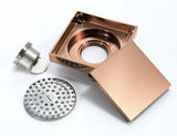 Rosentra FlowGuard 10×10 – Premium Duschablauf aus Edelstahl 304 in Roségold mit Geruchsstopp