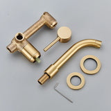 GoldFlex Wandarmatur Waschbecken – Drehbarer Wasserhahn Messing | Gebürstetes Finish | Moderne Mischbatterie