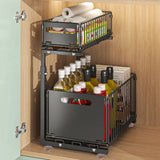 Küchenregal Ausziehbar Unter Spüle – 2-stöckiger Aufbewahrungskorb | Schrank Organizer | Platzsparendes Design