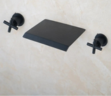 Waterval Wastafelkraan – Dubbele Handvatten | Chroom & Mat Zwart | 2-Gats Wand- of Tafelmontage