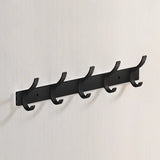 UrbanElegance 8-Haken Wandgarderobe – Schwarze Aluminium-Kleider- & Handtuchhalter