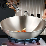 SteelWok Pro Max – Großer Edelstahl-Wok mit Doppelgriffen für Profi-Küche