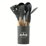 GourmetPro – 12-teiliges Premium Kochutensilien-Set aus Silikon & Holz