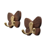 RetroButterfly Elegance – Schwarznuss Wandhaken mit Schmetterlings-Design