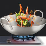 SteelWok Pro Max – Großer Edelstahl-Wok mit Doppelgriffen für Profi-Küche