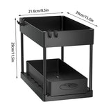 Ausziehbarer Schrank Organizer Unter Spüle – Küchen & Bad Aufbewahrung | Korbregal mit Haken | Flexible Ordnung