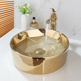 GoldenArt Deluxe – Handbemaltes Rundes Keramik-Waschbecken