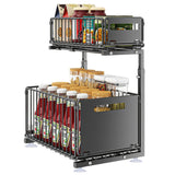 Küchenregal Ausziehbar Unter Spüle – 2-stöckiger Aufbewahrungskorb | Schrank Organizer | Platzsparendes Design