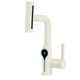 Moderne Waschbeckenarmatur mit Wasserfallfunktion, Temperaturanzeige und flexiblem Auszug