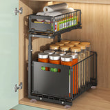 Küchenregal Ausziehbar Unter Spüle – 2-stöckiger Aufbewahrungskorb | Schrank Organizer | Platzsparendes Design