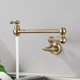Moderne Wandarmatur Küche Gold Gebürstet – Spültischmischer Kaltwasser | Drehbarer Auslauf | Hochwertiges Messing