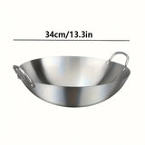 SteelWok Pro Max – Großer Edelstahl-Wok mit Doppelgriffen für Profi-Küche