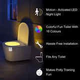 NoctiGlow WC-Nachtlicht – Bewegungsmelder mit 8/16 Farben LED Beleuchtung