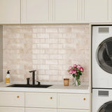 StoneGlow Subway Fliesenaufkleber – Beige 3D Backsplash Vinyl Fliesen
