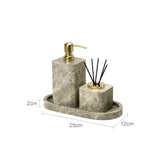 MarmoImperial Luxus Badaccessoire-Set aus Naturmarmor – 7-teiliges Premium Badezimmer-Set in Emperador Light Optik