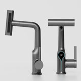 Moderne Waschbeckenarmatur mit Wasserfallfunktion, Temperaturanzeige und flexiblem Auszug