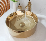 GoldenArt Deluxe – Handbemaltes Rundes Keramik-Waschbecken