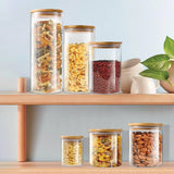 FreshWood Vorratsglas Set – Glasbehälter Küche | Holzdeckel Luftdicht | Elegante Lebensmittelaufbewahrung
