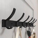 UrbanElegance 8-Haken Wandgarderobe – Schwarze Aluminium-Kleider- & Handtuchhalter