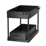 Ausziehbarer Schrank Organizer Unter Spüle – Küchen & Bad Aufbewahrung | Korbregal mit Haken | Flexible Ordnung