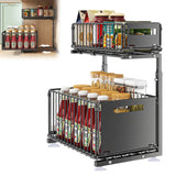 Küchenregal Ausziehbar Unter Spüle – 2-stöckiger Aufbewahrungskorb | Schrank Organizer | Platzsparendes Design