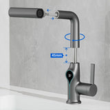 Moderne Waschbeckenarmatur mit Wasserfallfunktion, Temperaturanzeige und flexiblem Auszug
