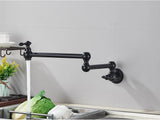 Moderne Wandarmatur Küche Gold Gebürstet – Spültischmischer Kaltwasser | Drehbarer Auslauf | Hochwertiges Messing