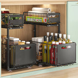 Küchenregal Ausziehbar Unter Spüle – 2-stöckiger Aufbewahrungskorb | Schrank Organizer | Platzsparendes Design