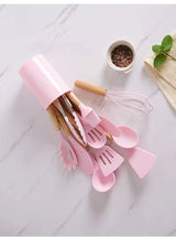 GourmetPro – 12-teiliges Premium Kochutensilien-Set aus Silikon & Holz