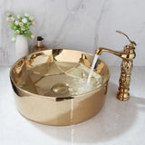 GoldenArt Deluxe – Handbemaltes Rundes Keramik-Waschbecken