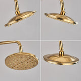 GoldFlow Regendusche Duschkopf – Messing Duschbrause Rund | Gebürstete Oberfläche | Spa Erlebnis Zuhause
