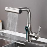 Moderne Waschbeckenarmatur mit Wasserfallfunktion, Temperaturanzeige und flexiblem Auszug
