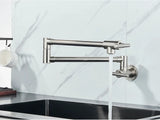 Moderne Wandarmatur Küche Gold Gebürstet – Spültischmischer Kaltwasser | Drehbarer Auslauf | Hochwertiges Messing