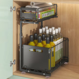 Küchenregal Ausziehbar Unter Spüle – 2-stöckiger Aufbewahrungskorb | Schrank Organizer | Platzsparendes Design