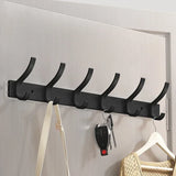 UrbanElegance 8-Haken Wandgarderobe – Schwarze Aluminium-Kleider- & Handtuchhalter