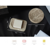 MarmoImperial Luxus Badaccessoire-Set aus Naturmarmor – 7-teiliges Premium Badezimmer-Set in Emperador Light Optik