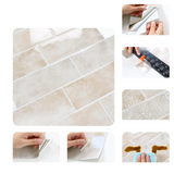 StoneGlow Subway Fliesenaufkleber – Beige 3D Backsplash Vinyl Fliesen
