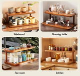 BambuLine 2-stöckiges Holzregal – Küchen- & Teezimmer-Organizer mit Griffen