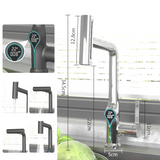 Moderne Waschbeckenarmatur mit Wasserfallfunktion, Temperaturanzeige und flexiblem Auszug