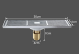 EuroLux Art – Rechteckige Duschrinne 8x30 cm aus Antik-Messing